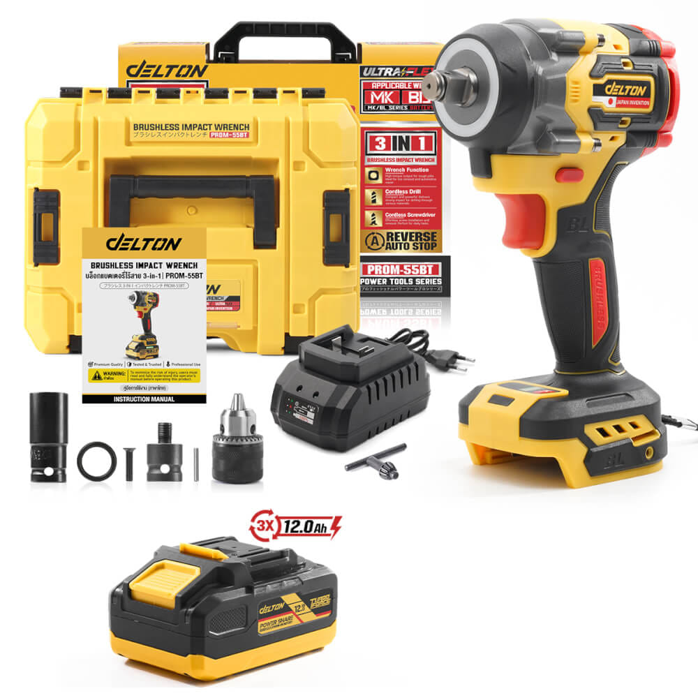 บล็อกกระแทกไร้สาย (พร้อมแบตเตอรี่) DELTON รุ่น PROM-55BT TURBO FORCE 20V 12AH_1